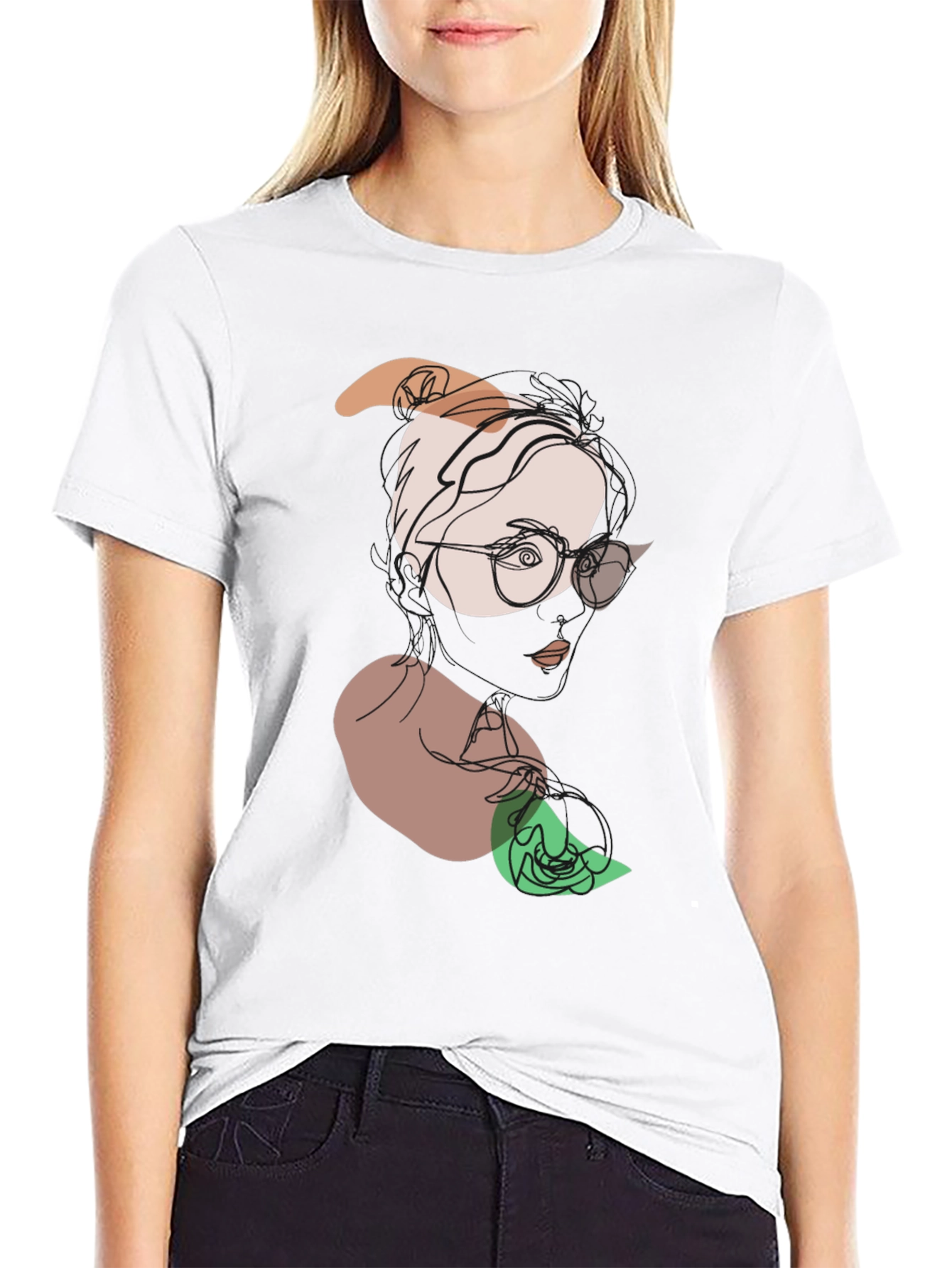 Abstract Face Graphic Tee - Modern Line Art T-Shirt