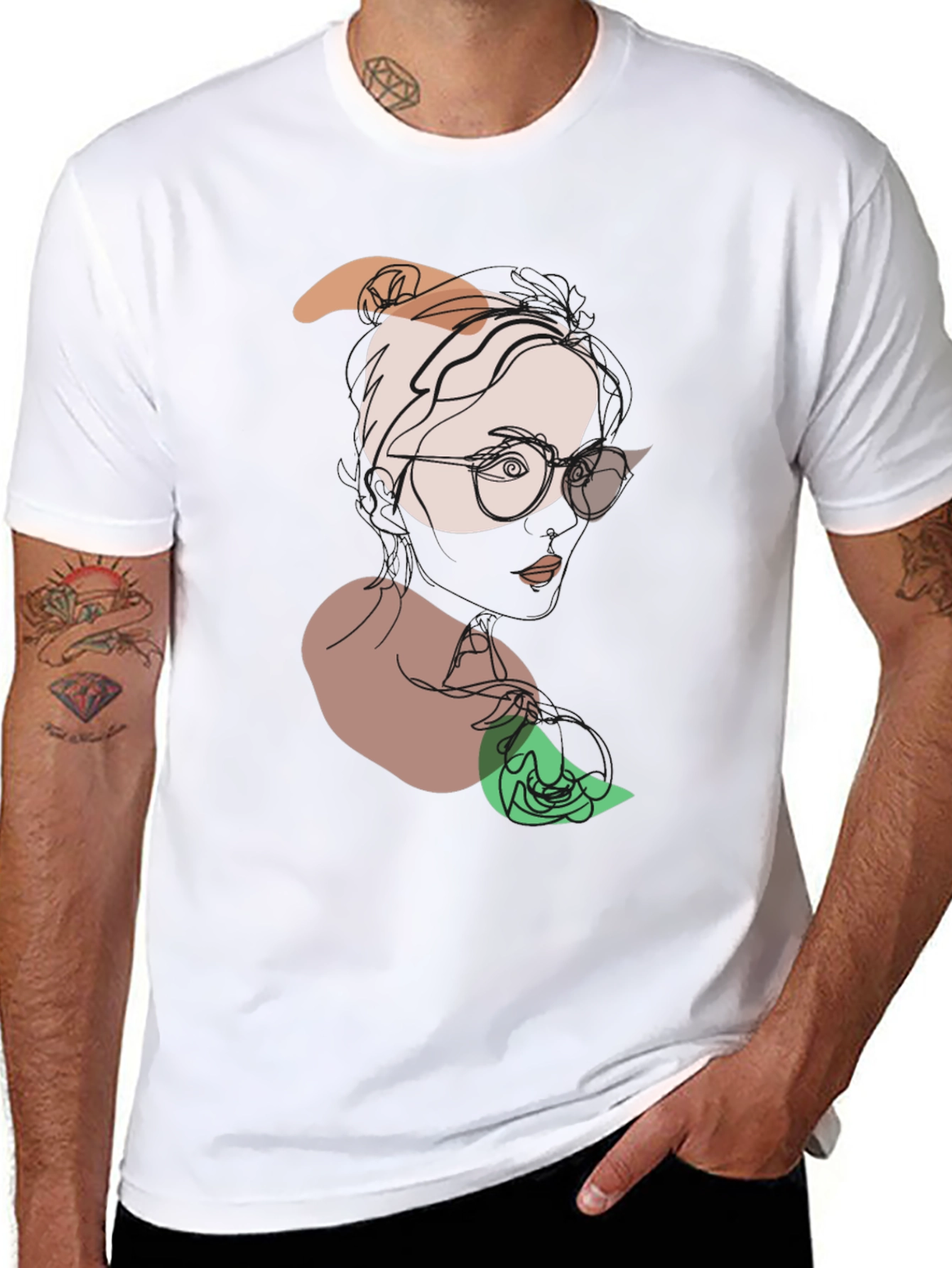 Abstract Face Graphic Tee - Modern Line Art T-Shirt
