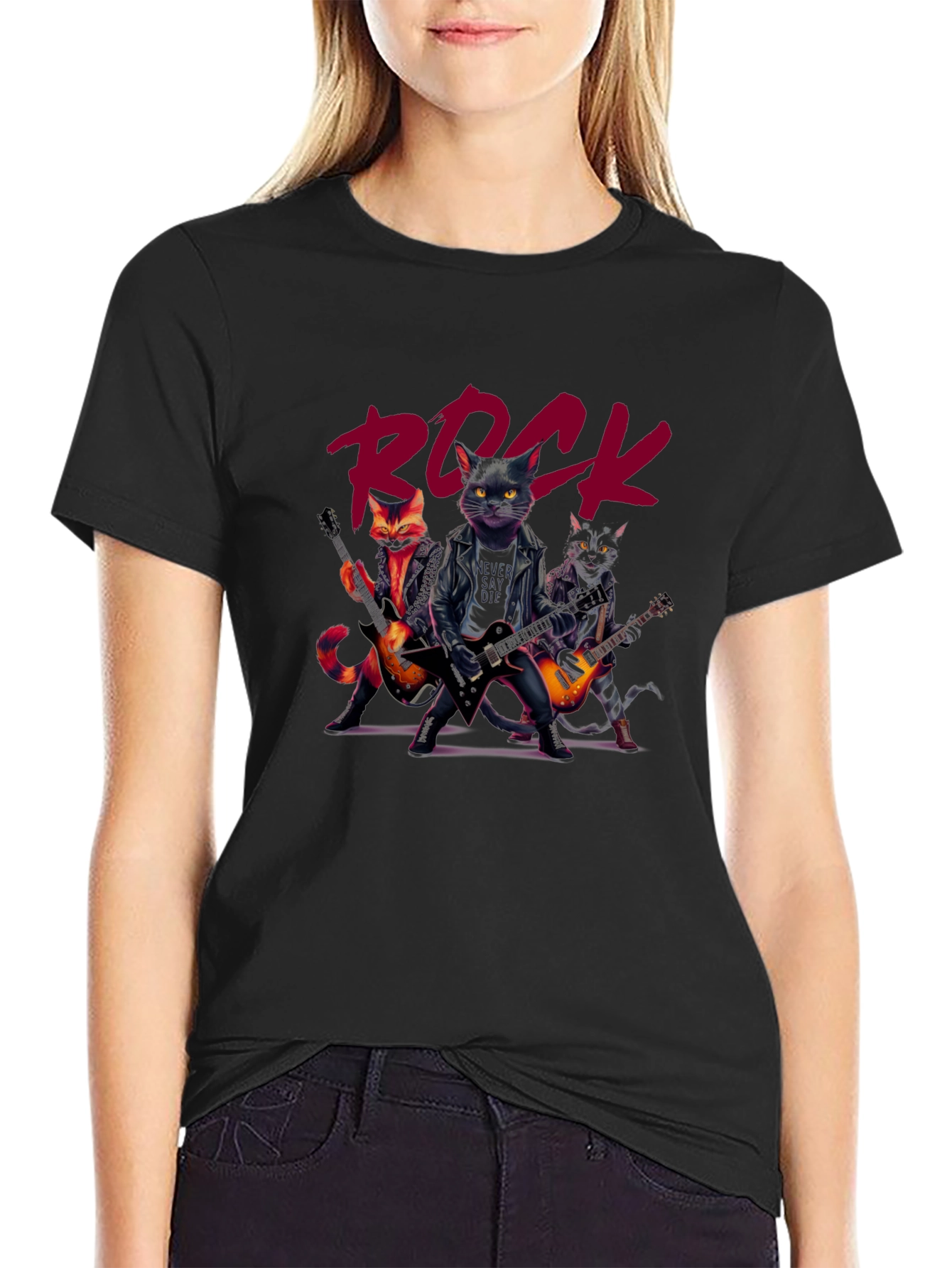 Rock Band Cats Graphic T-Shirt