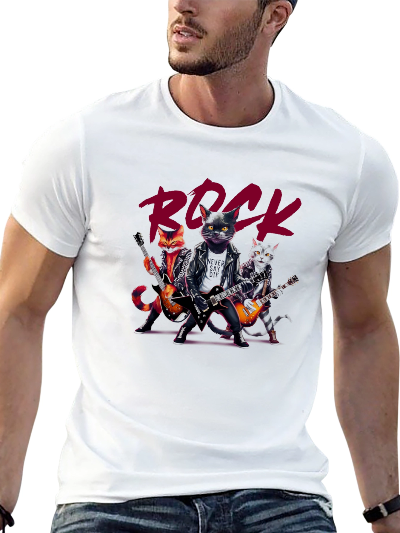 Rock Band Cats Graphic T-Shirt