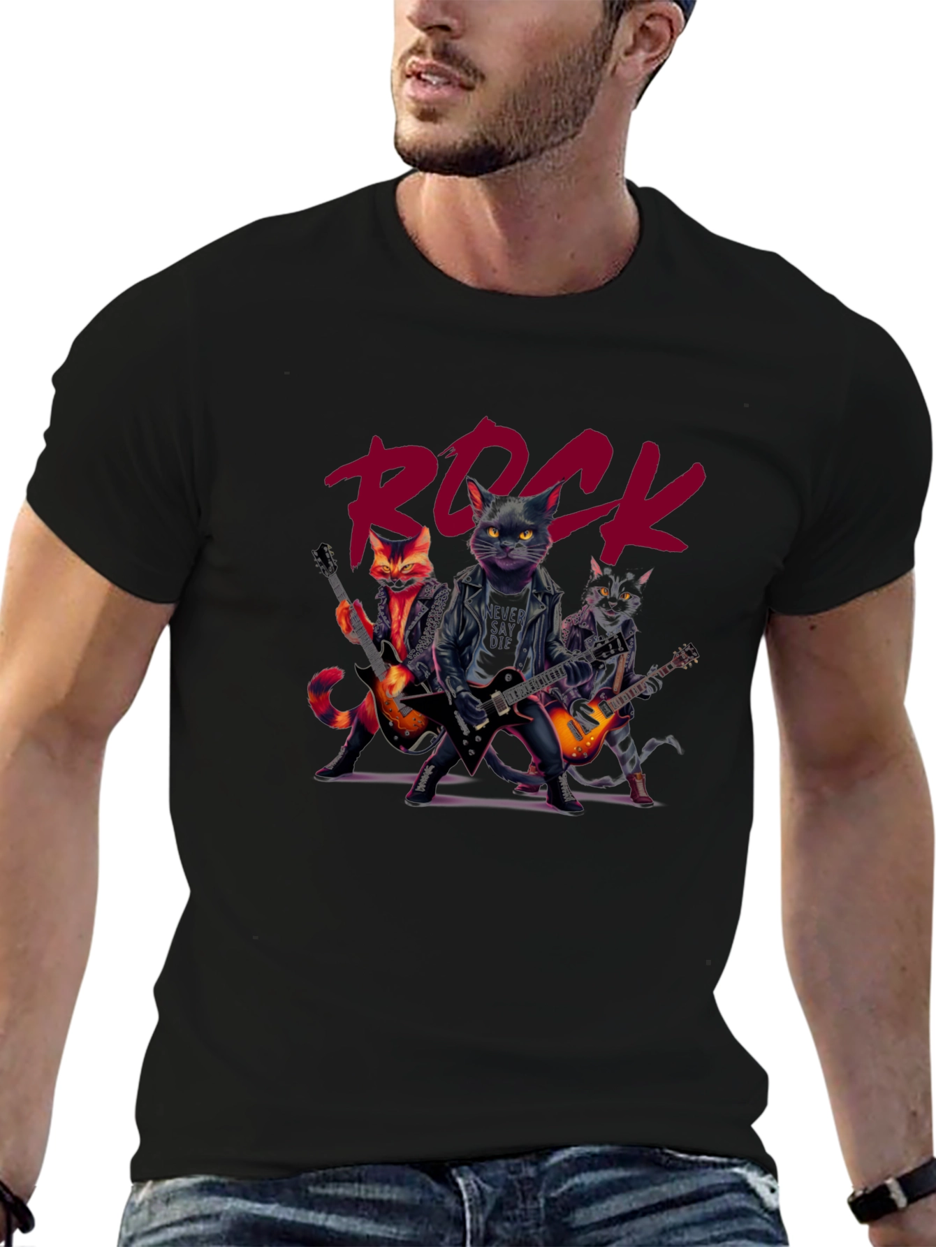 Rock Band Cats Graphic T-Shirt