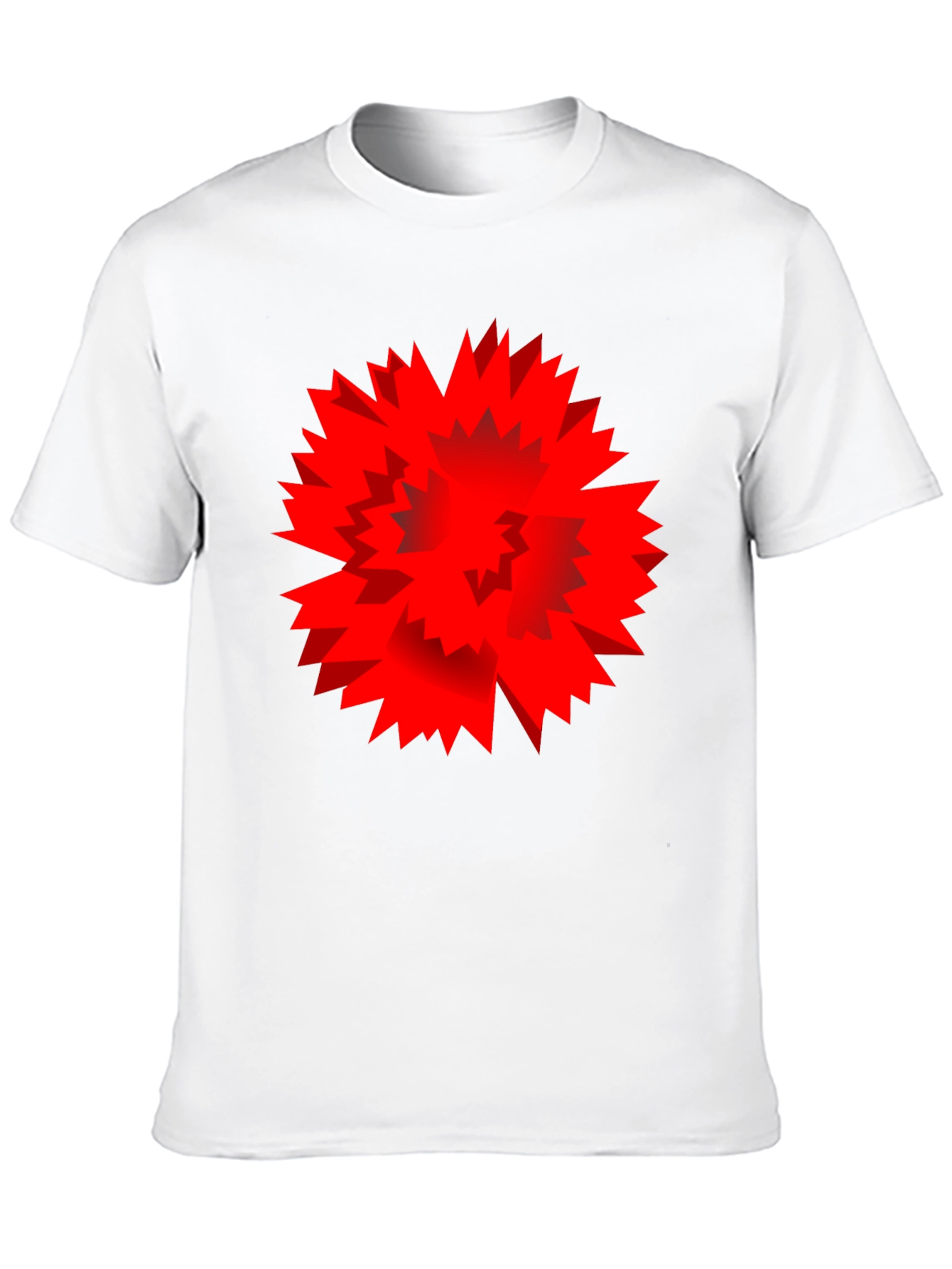 Bold Red Geometric Burst Graphic Print Black T-Shirt