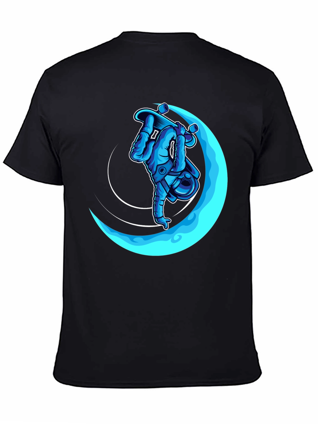 Astronaut Skateboarder Black Graphic T-Shirt