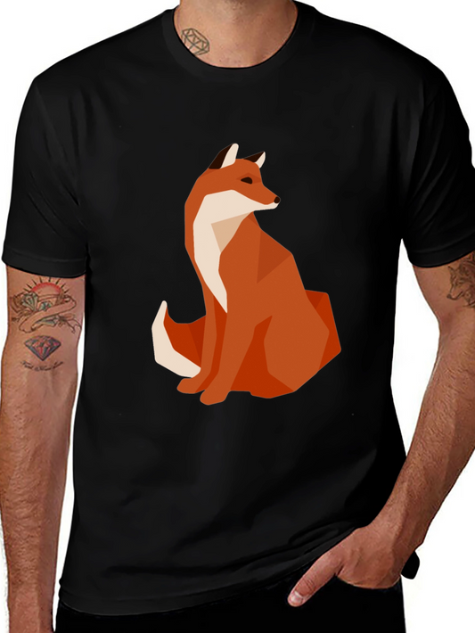 Geometric Fox Graphic Tee - Modern Style Casual Comfort