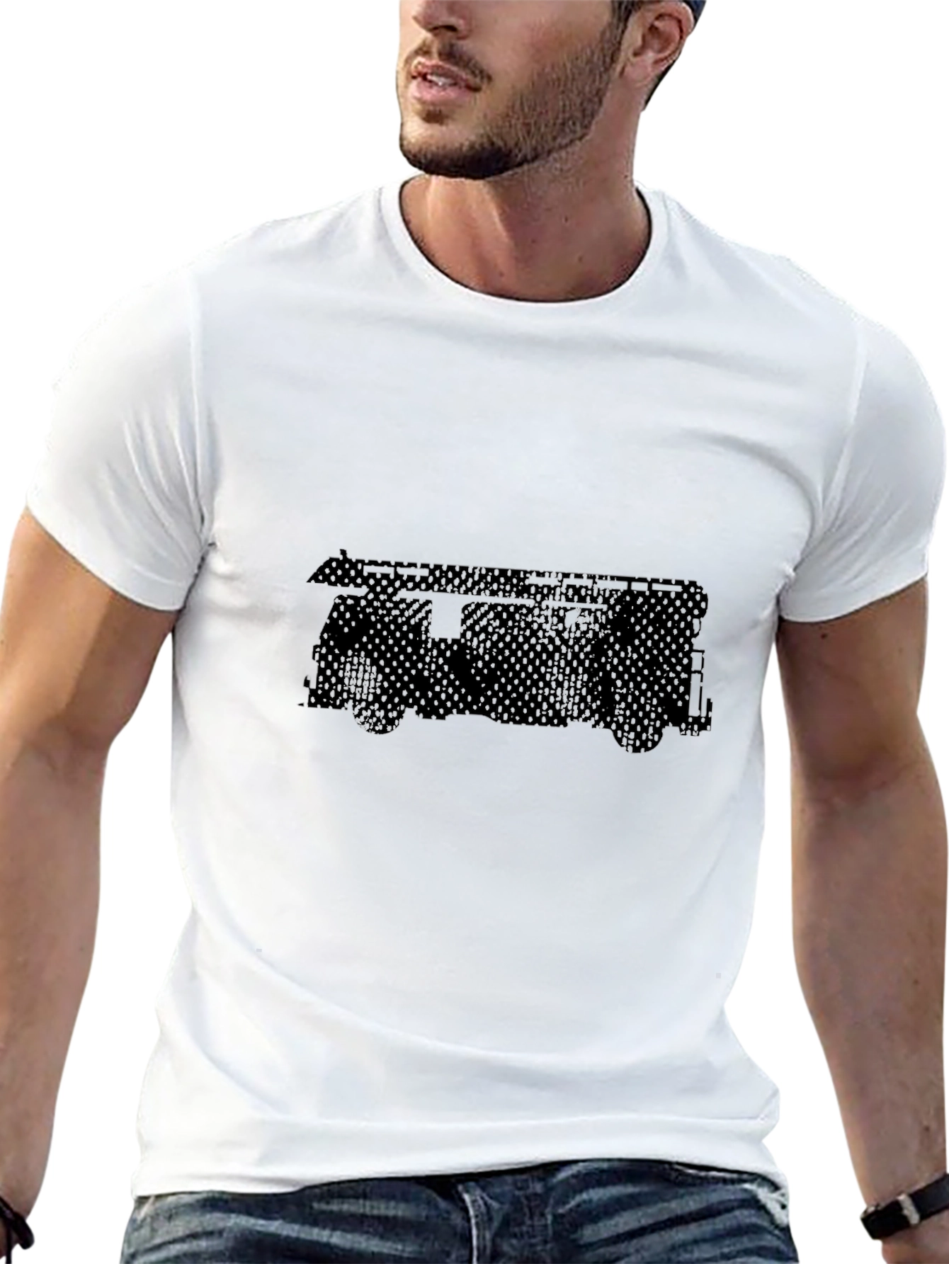 Mens Black Graphic Tee - Van Design
