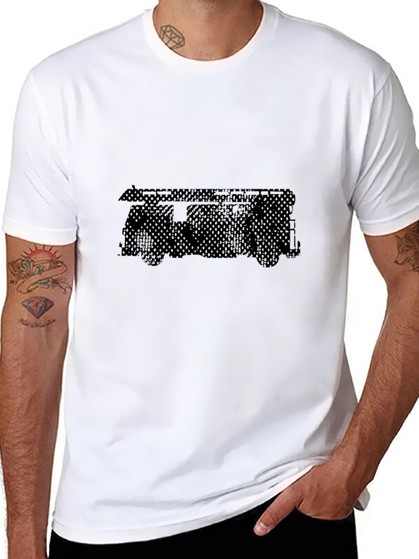 Mens Black Graphic Tee - Van Design