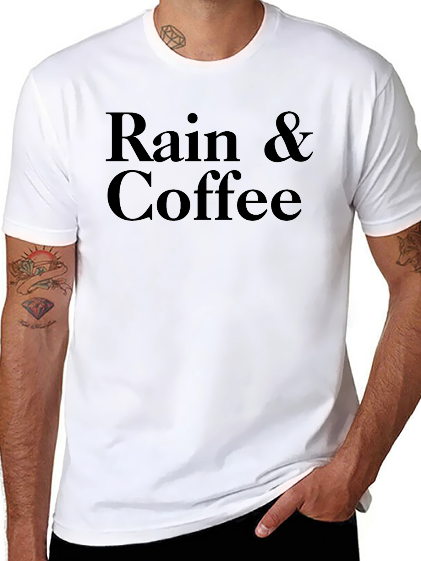 Rain & Coffee Graphic T-Shirt - Soft Cotton Blend