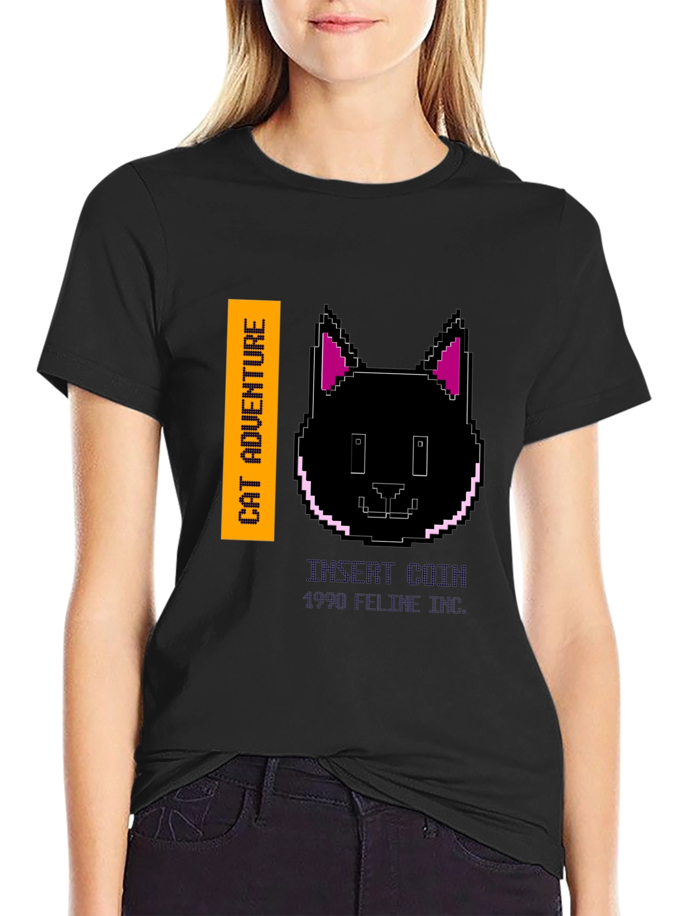 Cat Adventure Black Graphic Tee