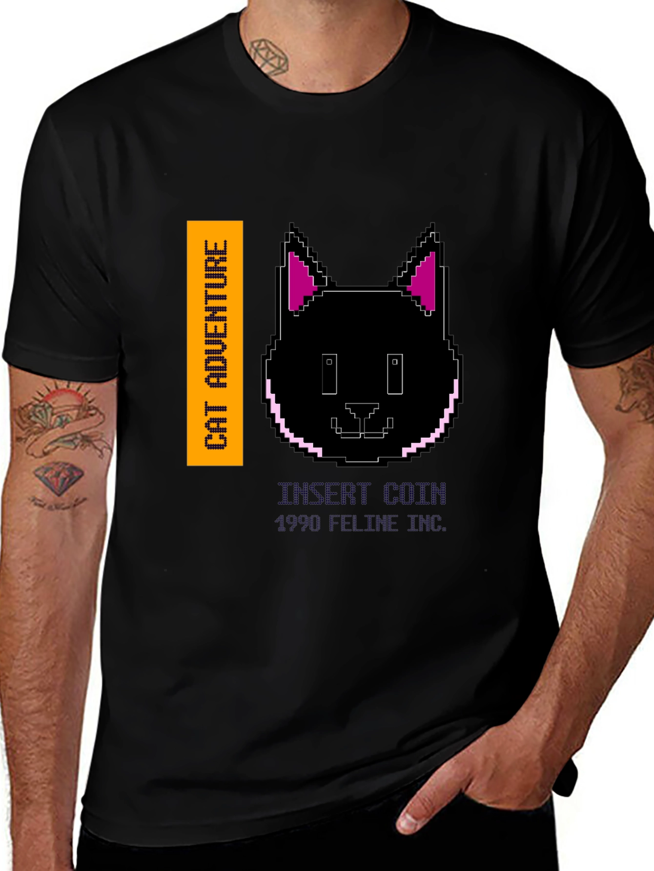 Cat Adventure Black Graphic Tee