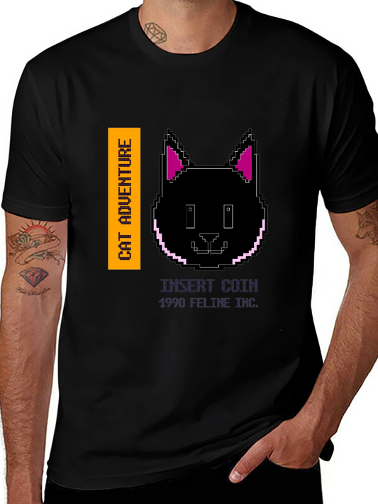 Cat Adventure Black Graphic Tee