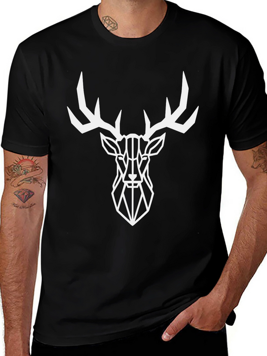 Geometric Deer Graphic Tee - Modern Style