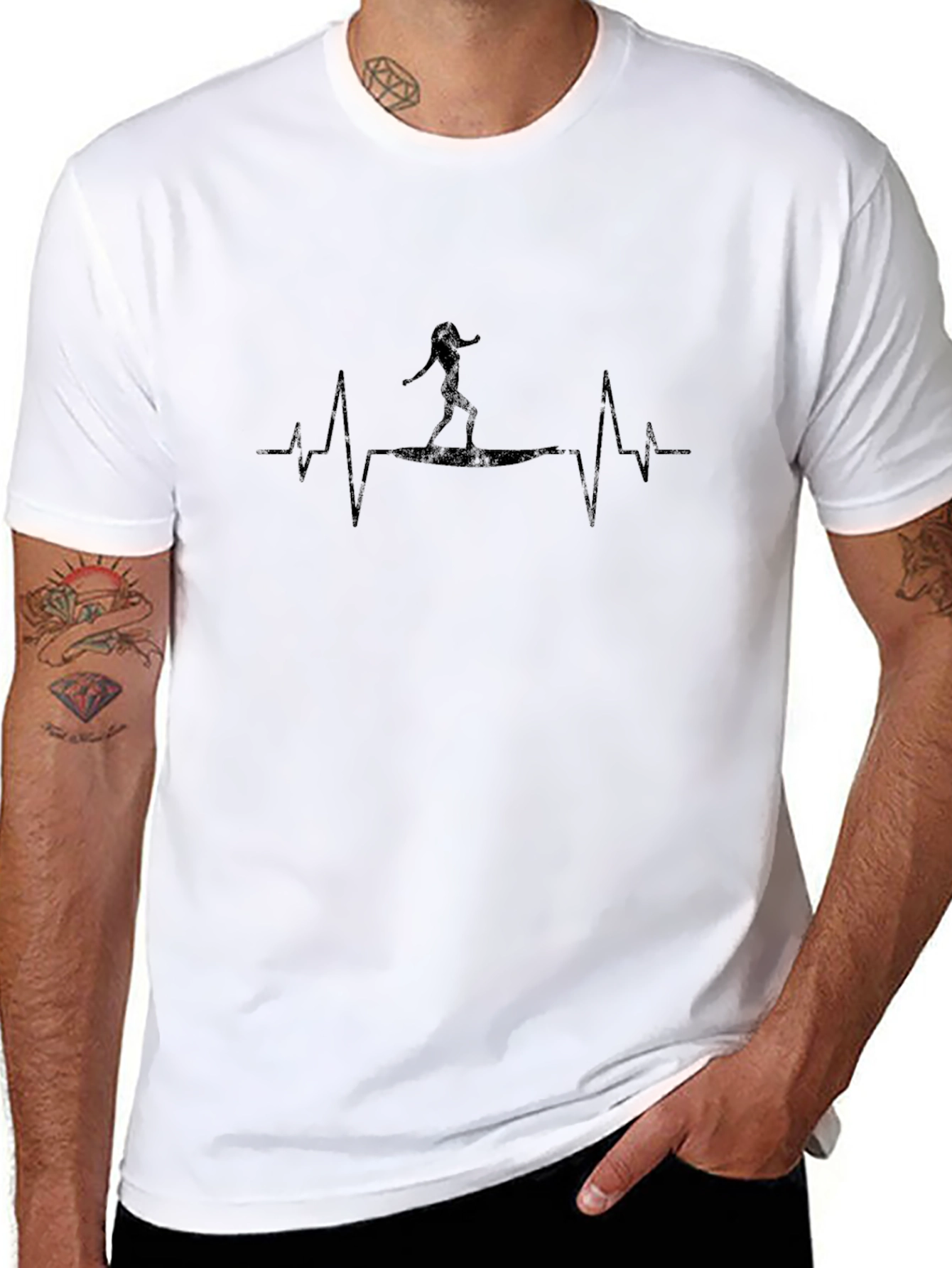 Surfing Heartbeat T-Shirt - Unisex Graphic Tee