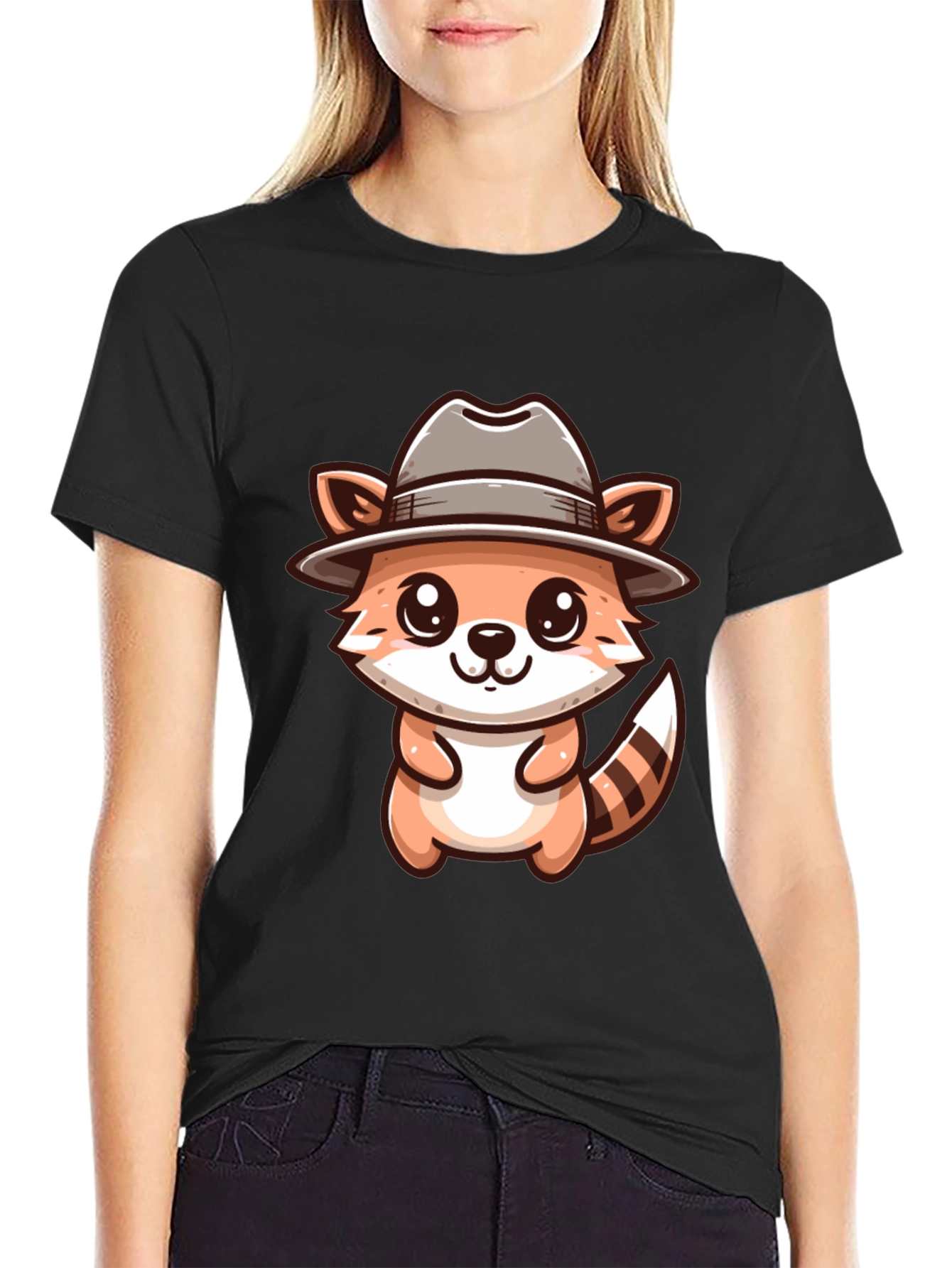 Cute Cartoon Raccoon Detective T-Shirt