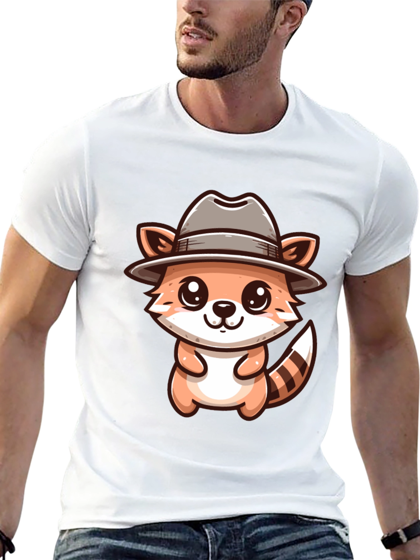 Cute Cartoon Raccoon Detective T-Shirt