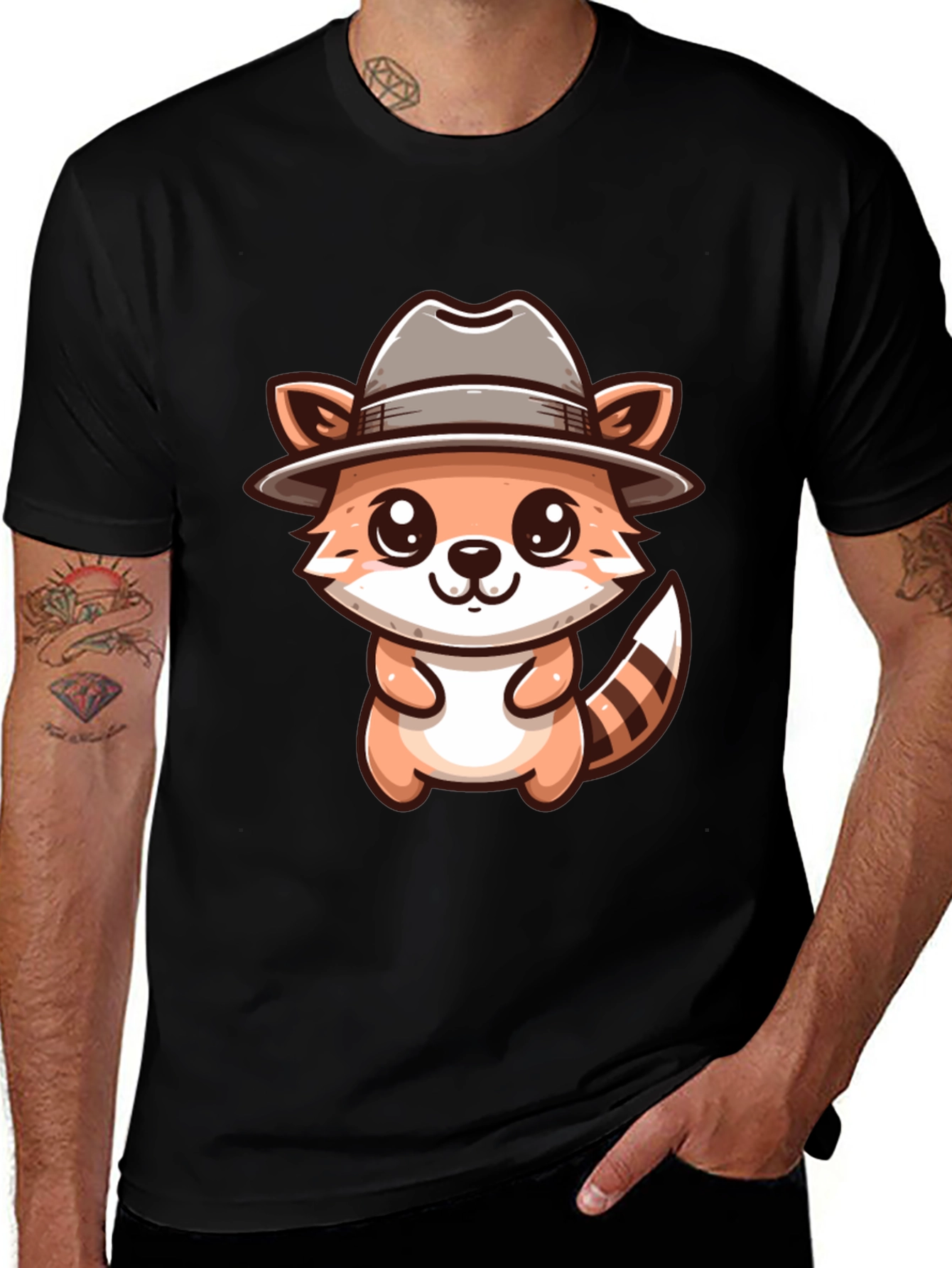 Cute Cartoon Raccoon Detective T-Shirt