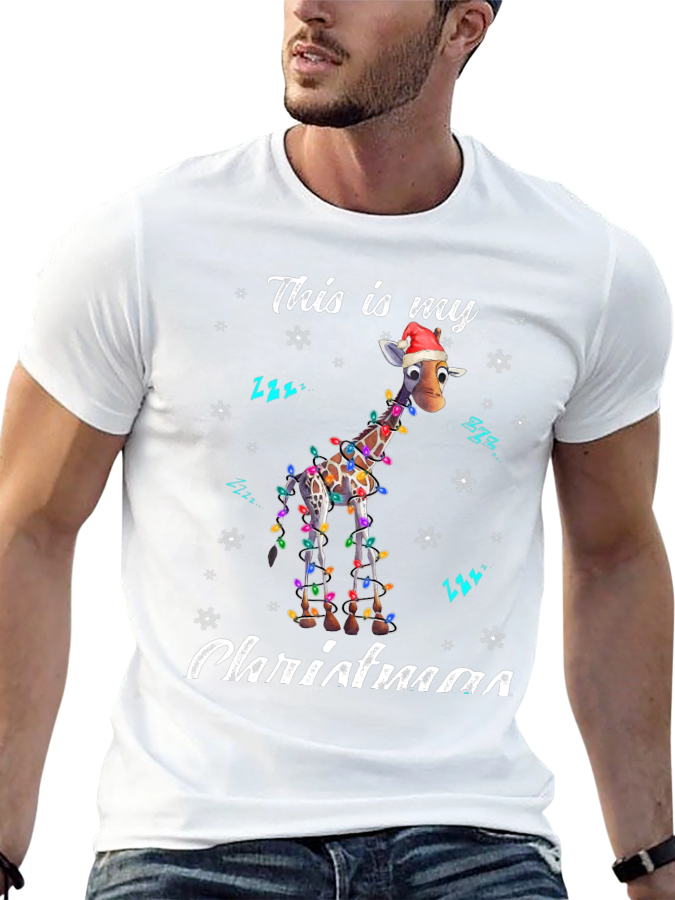 Festive Giraffe Christmas T-Shirt