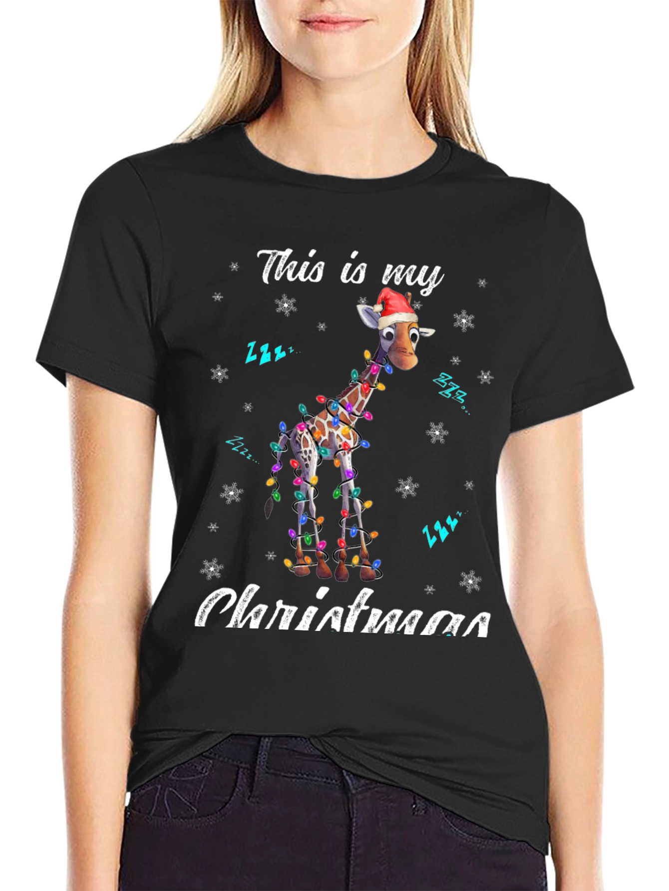 Festive Giraffe Christmas T-Shirt