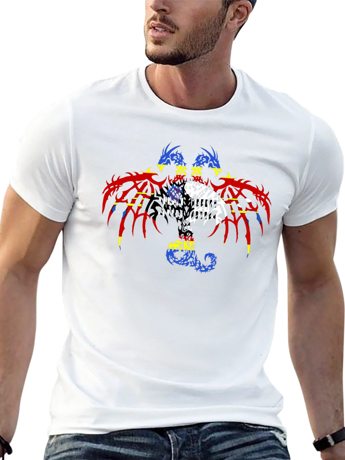 Dragon Print Black T-Shirt for Men