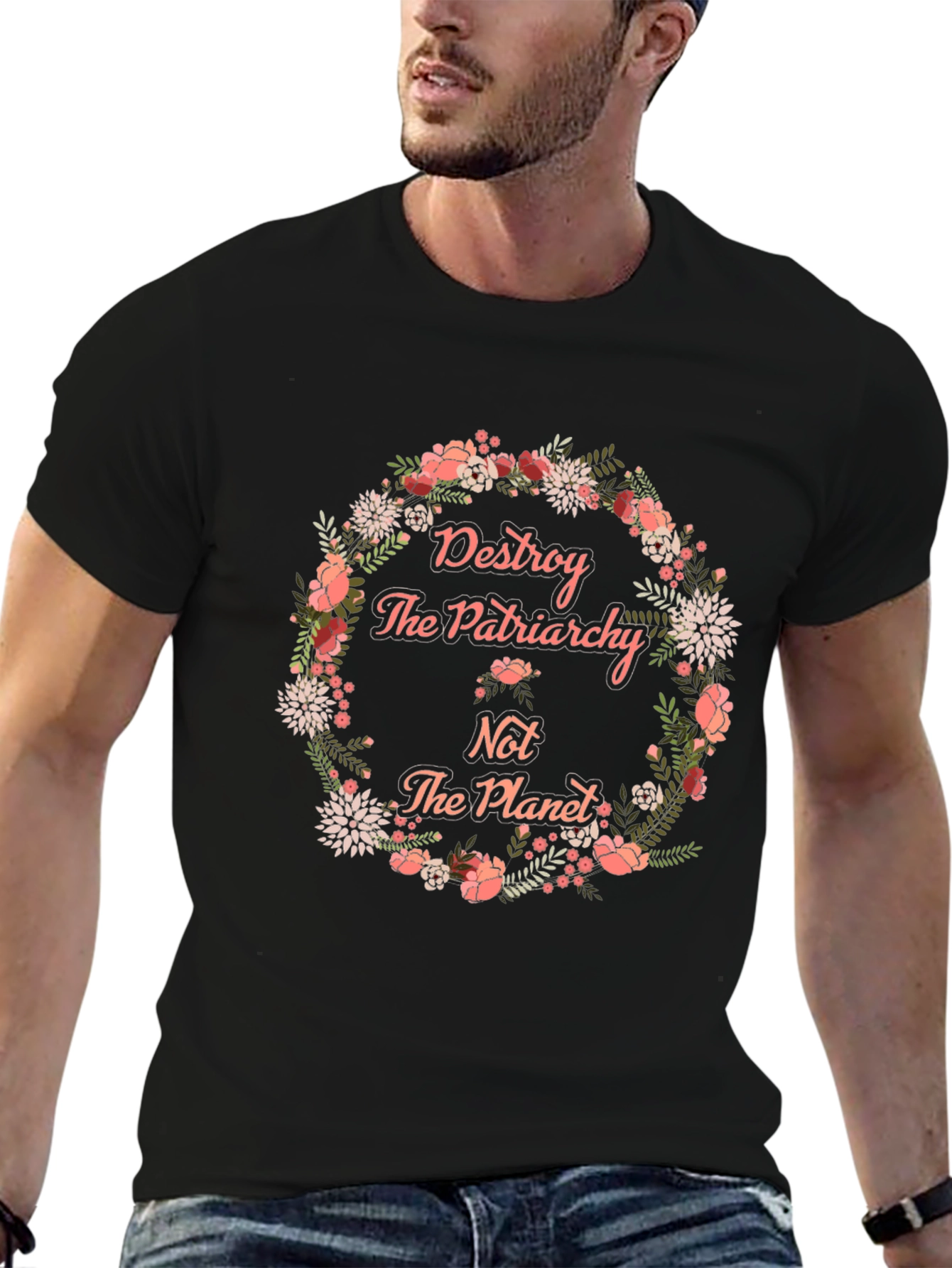 Feminist Floral Graphic Tee: Destroy Patriarchy