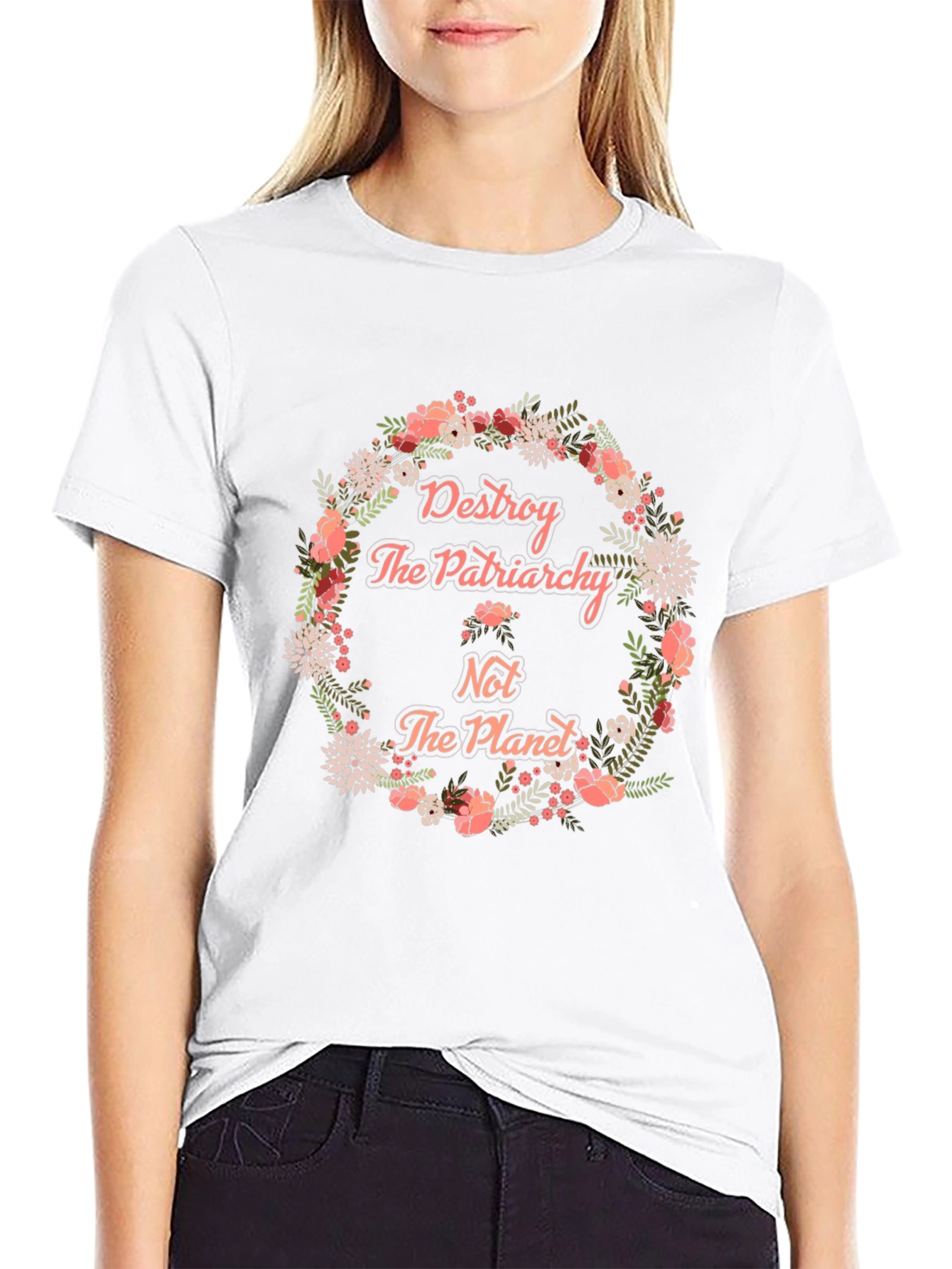 Feminist Floral Graphic Tee: Destroy Patriarchy