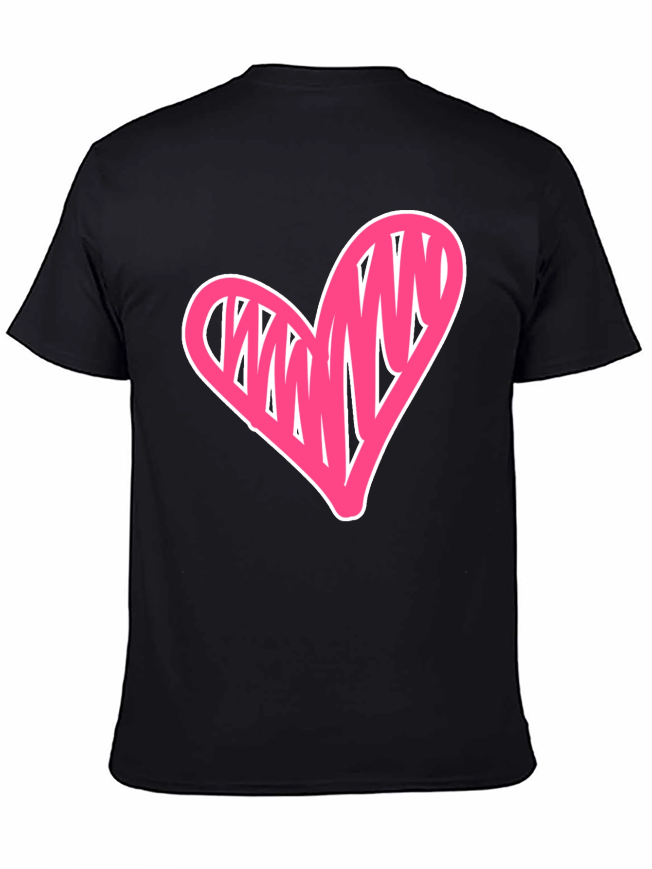 Heart Scribble Graphic Tee - Casual Black T-Shirt