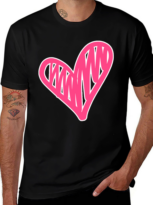 Heart Scribble Graphic Tee - Casual Black T-Shirt