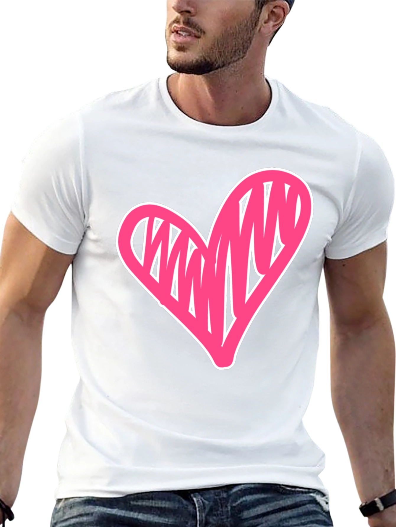 Heart Scribble Graphic Tee - Casual Black T-Shirt