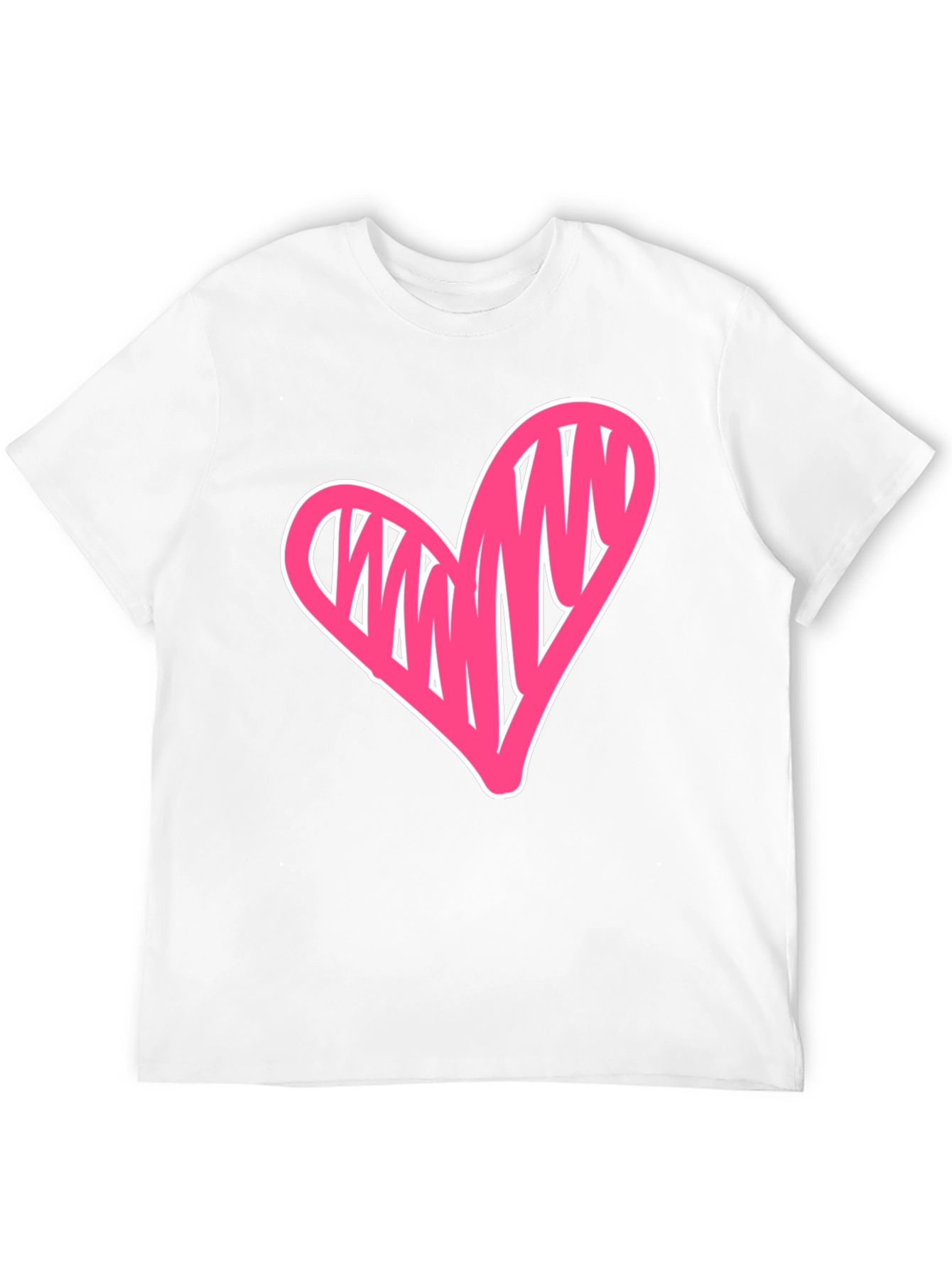 Heart Scribble Graphic Tee - Casual Black T-Shirt