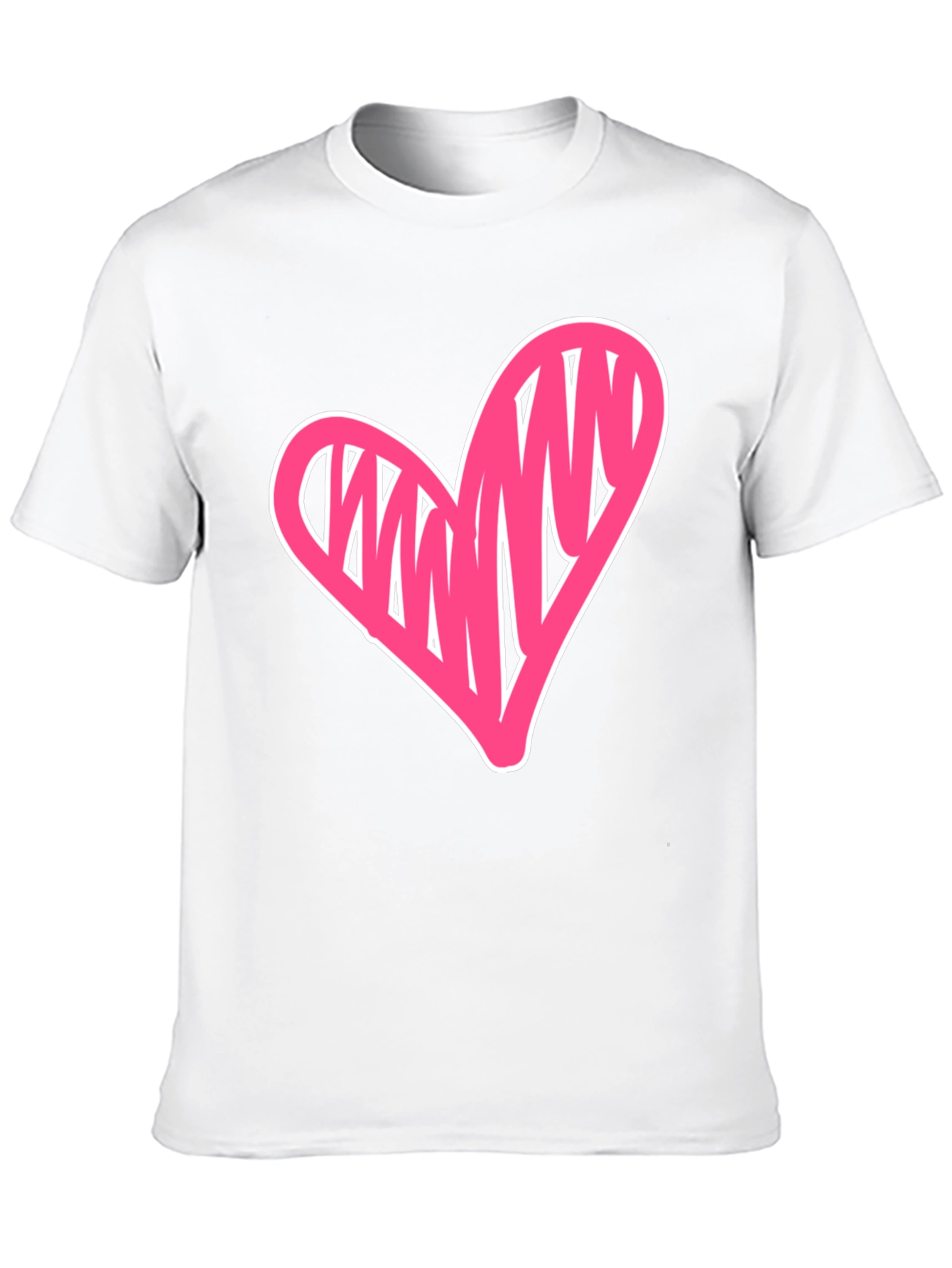 Heart Scribble Graphic Tee - Casual Black T-Shirt