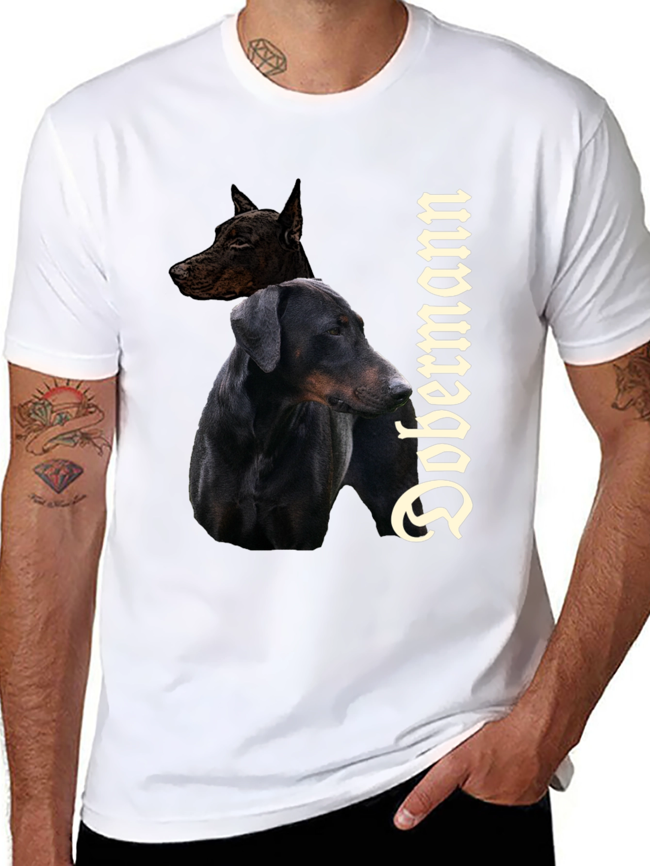 Dobermann Dog Graphic Tee - Stylish Black T-Shirt