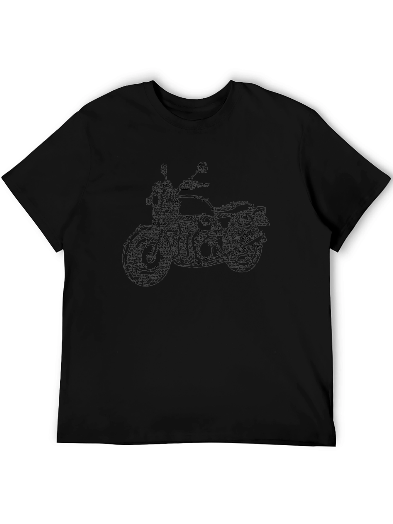 Motorcycle Graphic Tee - Black Cotton T-Shirt