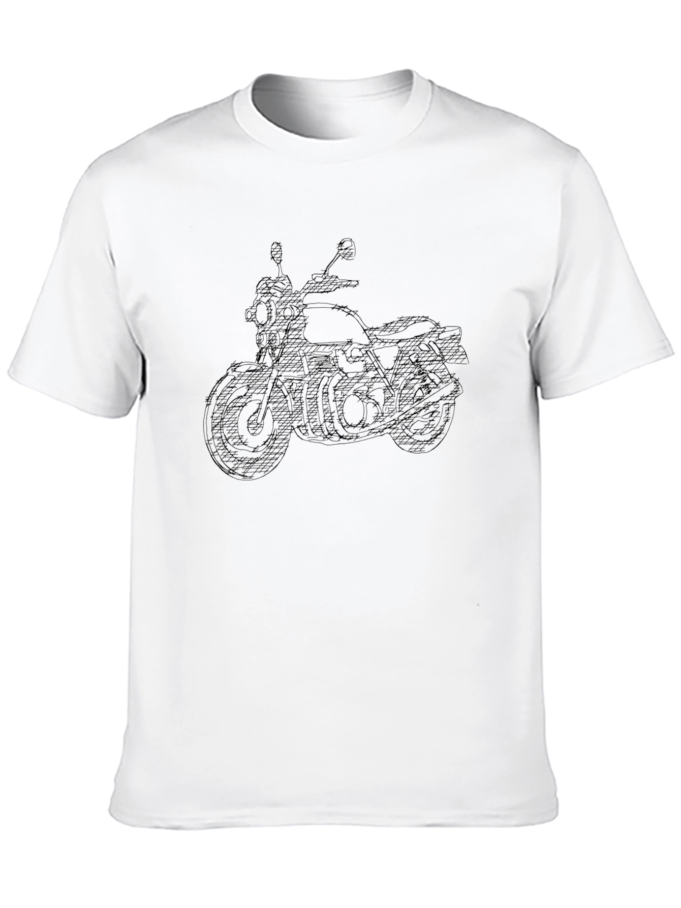 Motorcycle Graphic Tee - Black Cotton T-Shirt