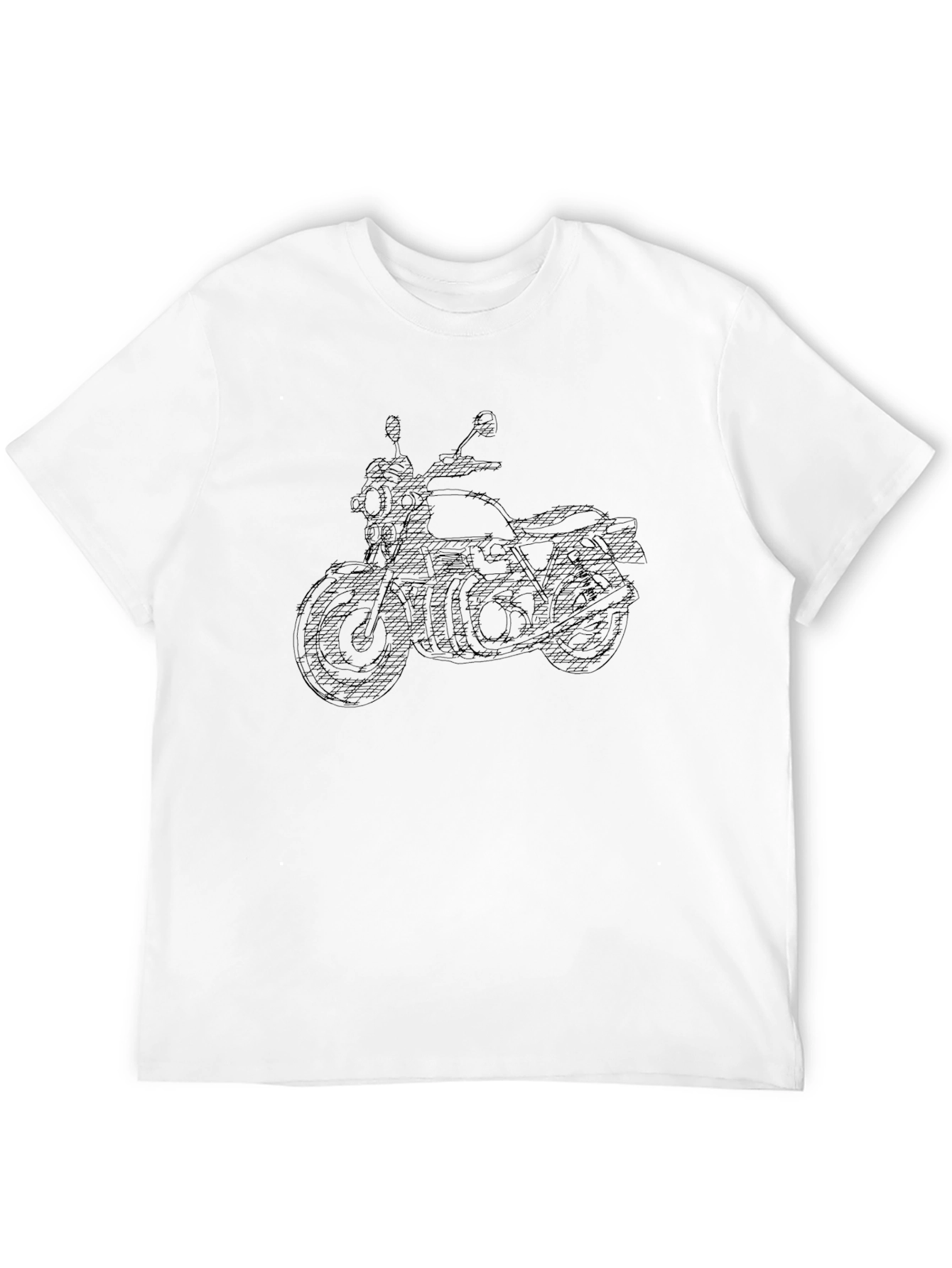 Motorcycle Graphic Tee - Black Cotton T-Shirt