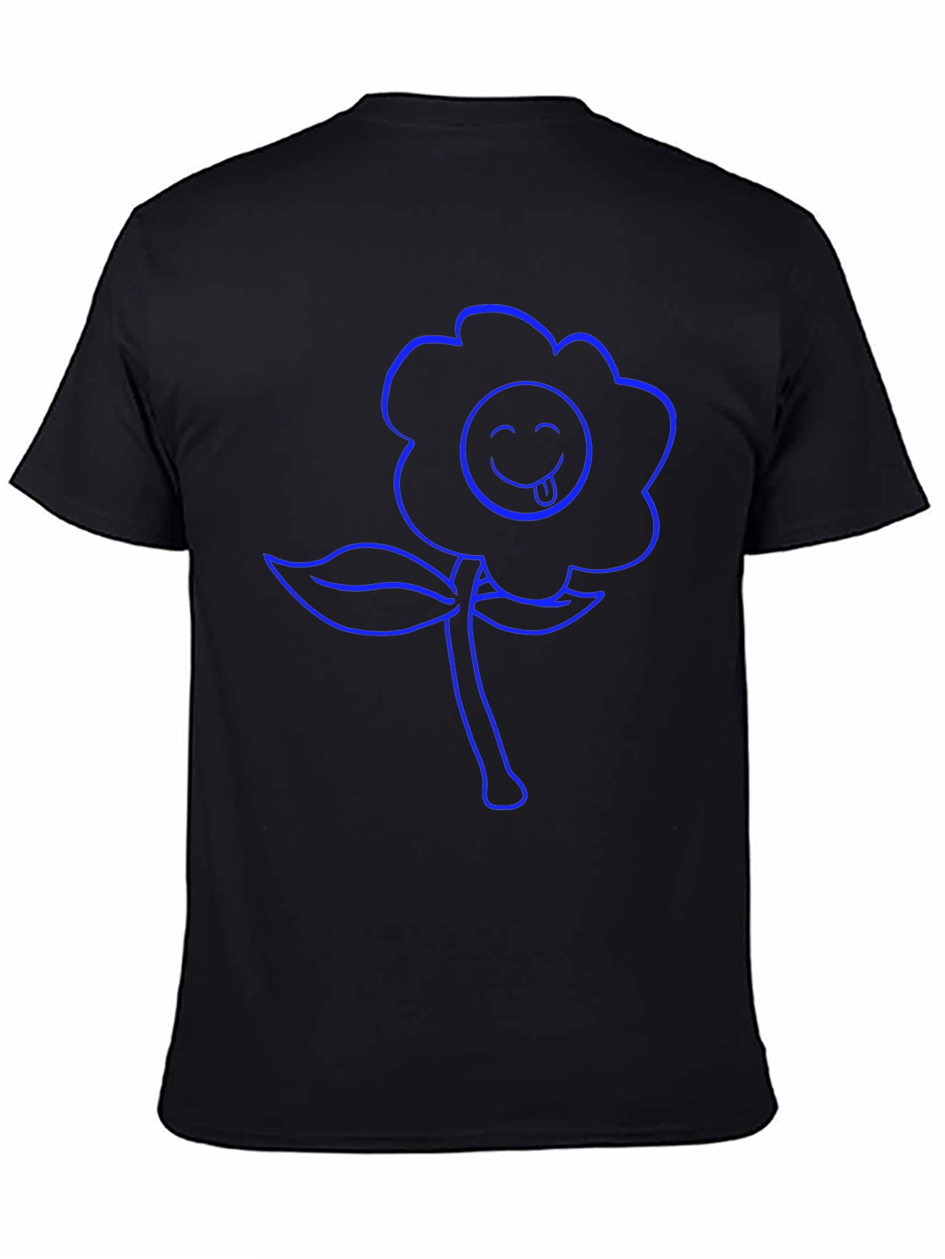 Blue Flower Emoji Graphic T-Shirt