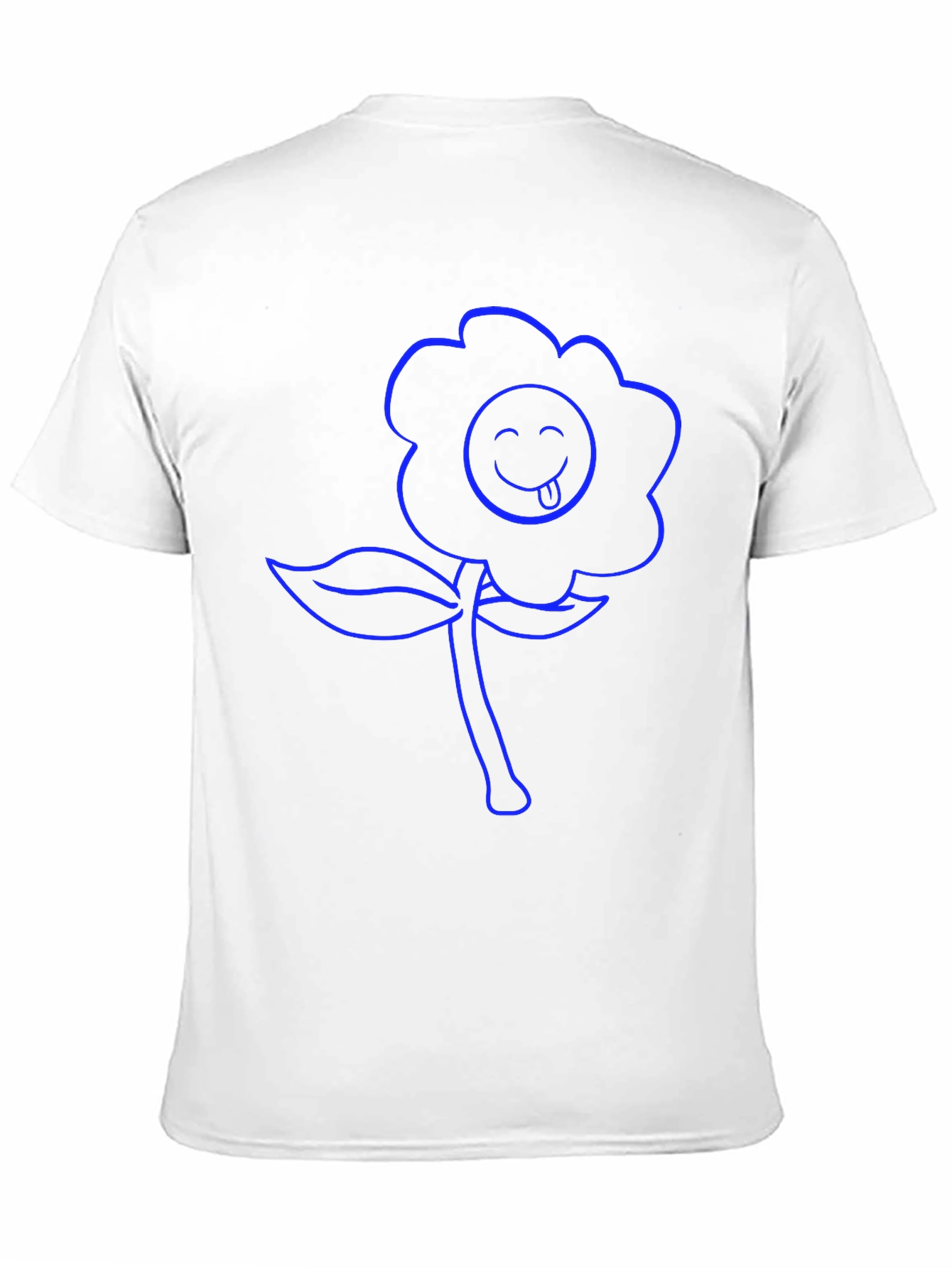 Blue Flower Emoji Graphic T-Shirt
