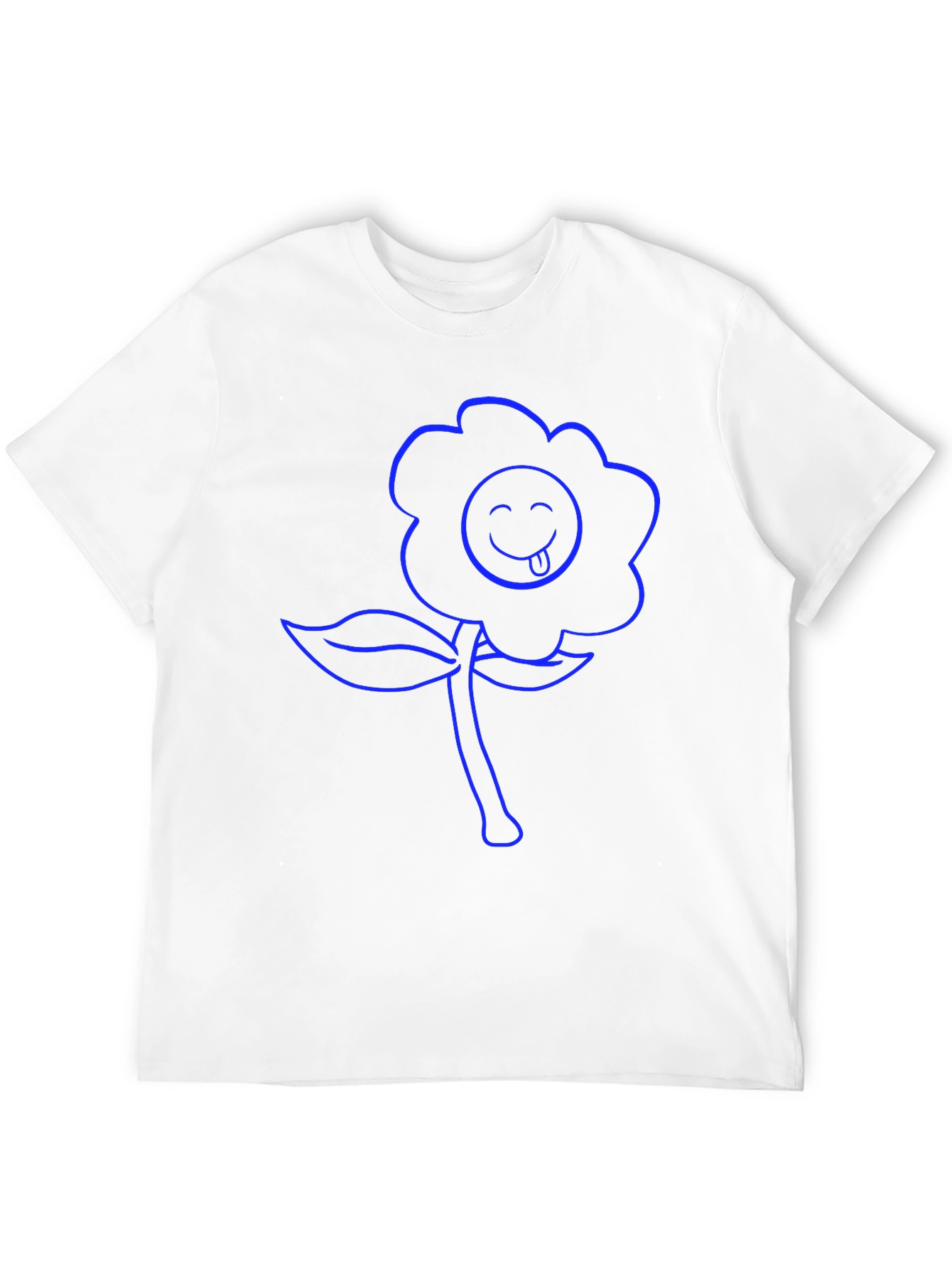 Blue Flower Emoji Graphic T-Shirt