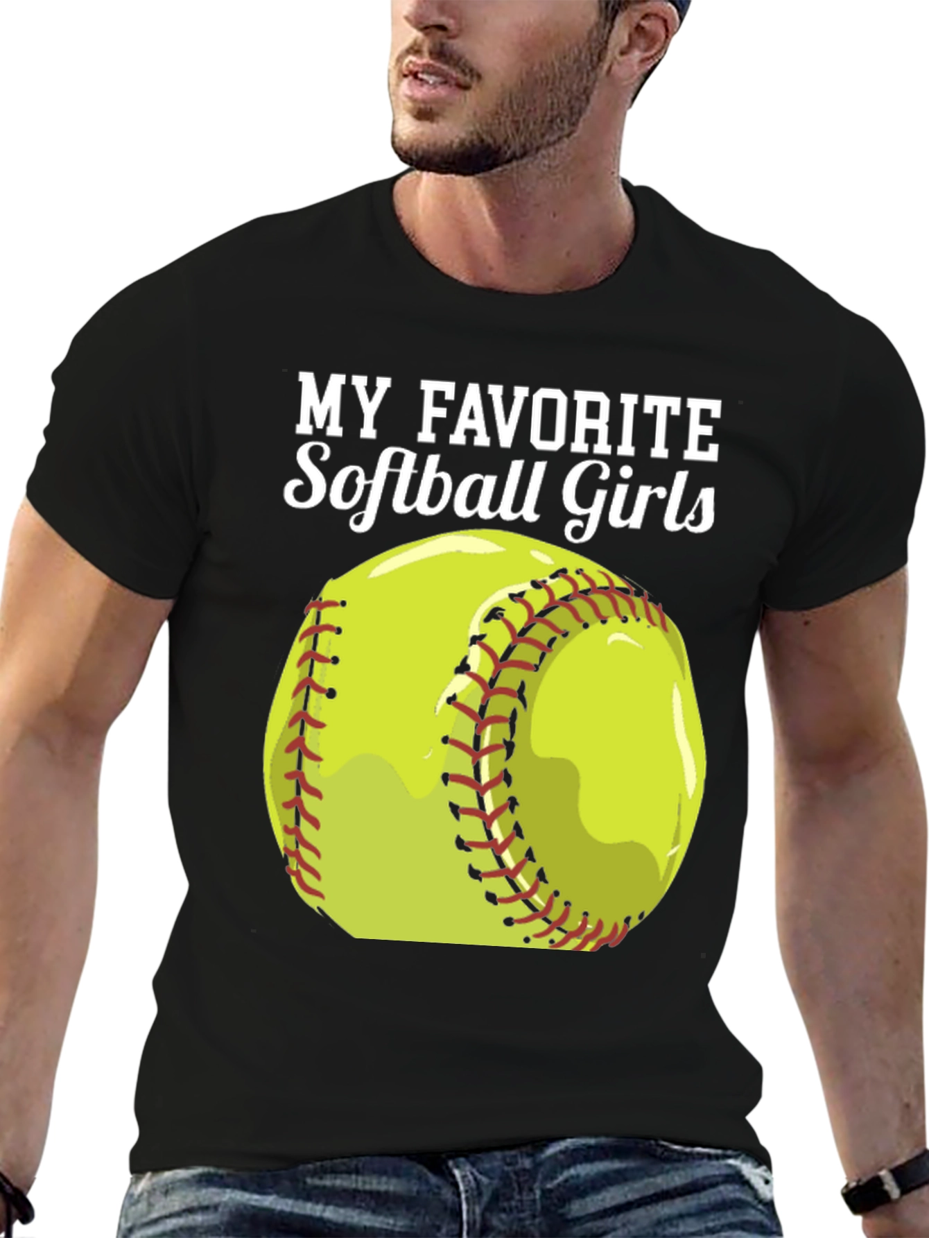 Softball Girls T-Shirt - Black