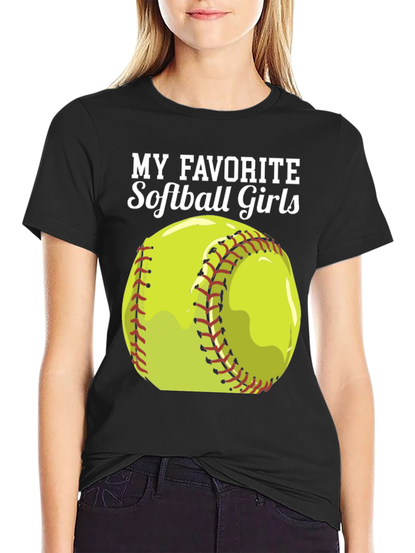 Softball Girls T-Shirt - Black