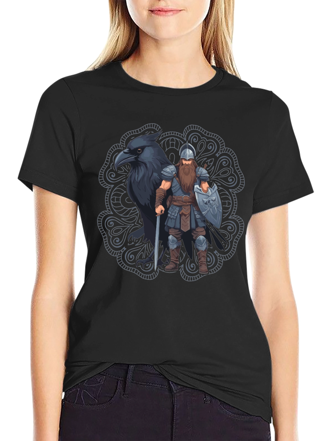 Viking Raven Graphic T-Shirt - Norse Mythology Tee