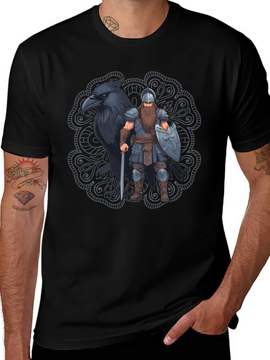 Viking Raven Graphic T-Shirt - Norse Mythology Tee