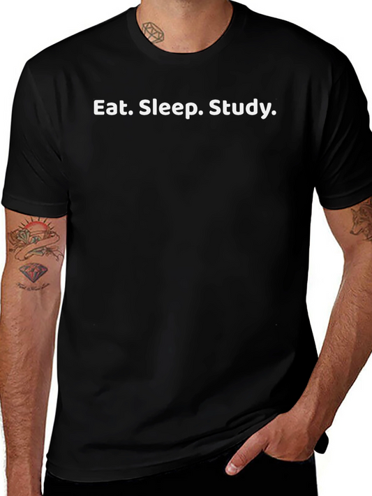 Eat. Sleep. Study. Black Graphic Tee