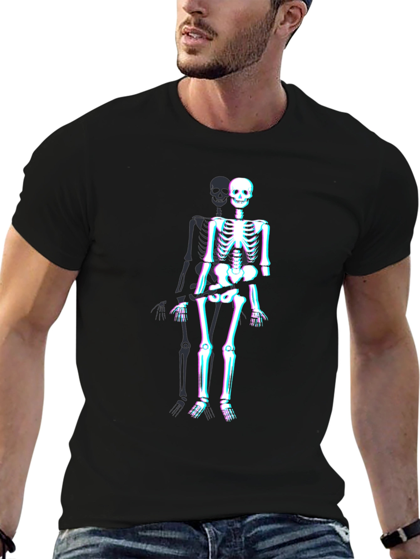Skeleton Glitch Graphic Tee - Mens