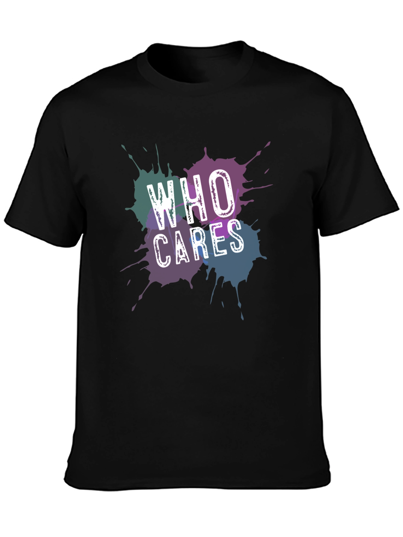 Who Cares Graphic Tee - Black Crew Neck T-Shirt