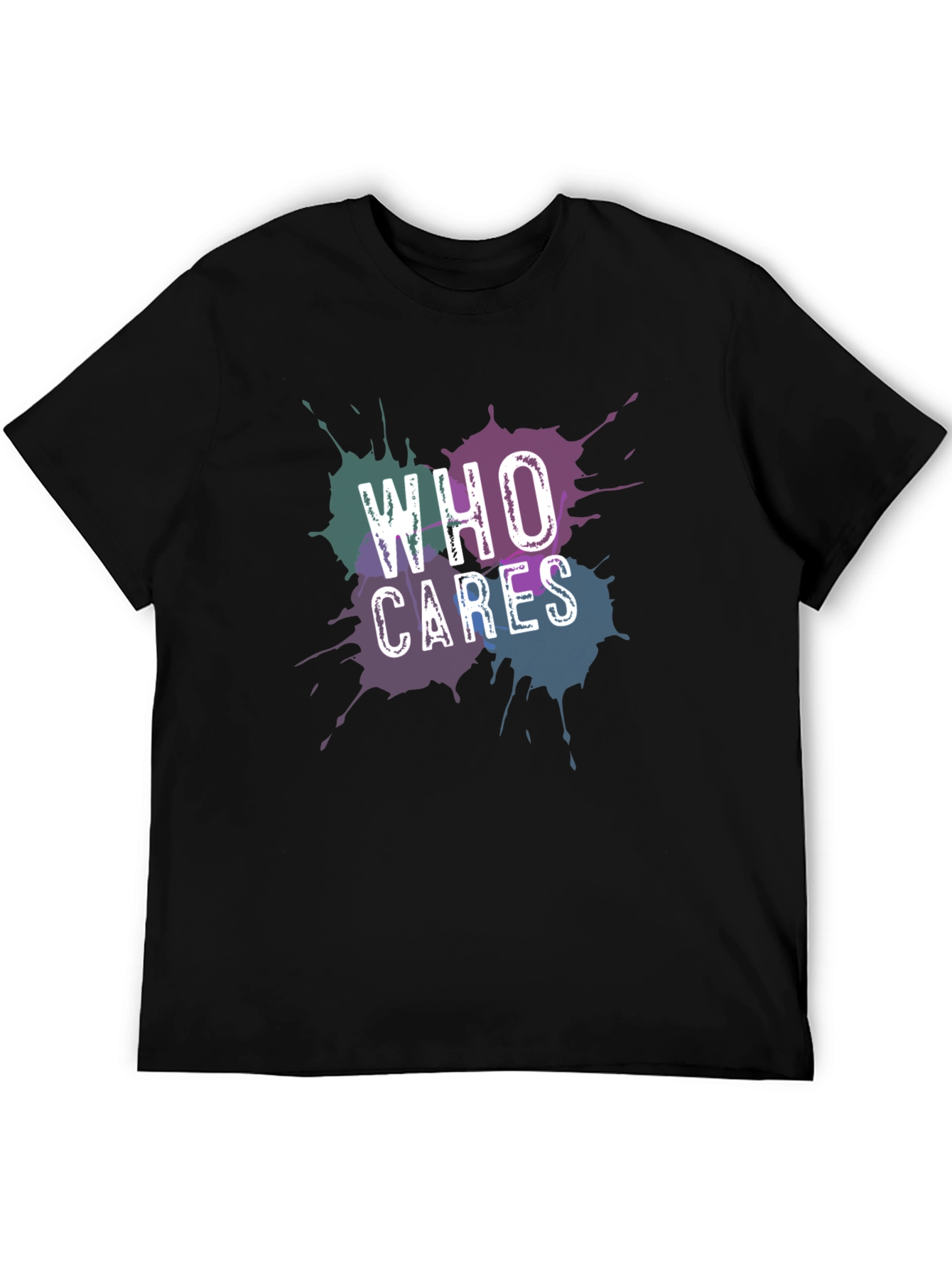 Who Cares Graphic Tee - Black Crew Neck T-Shirt