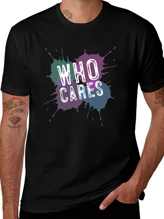 Who Cares Graphic Tee - Black Crew Neck T-Shirt