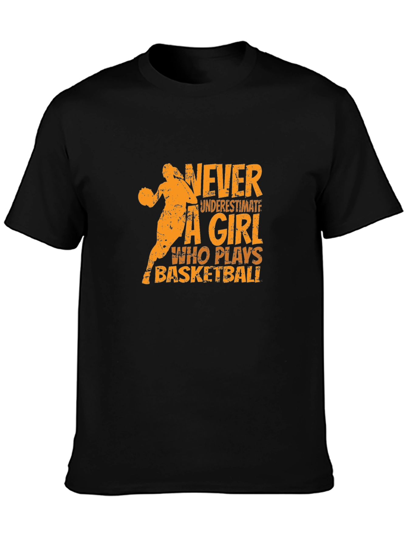 Basketball Girl Graphic T-Shirt - Black