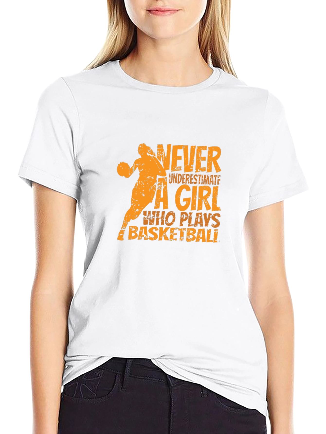 Basketball Girl Graphic T-Shirt - Black