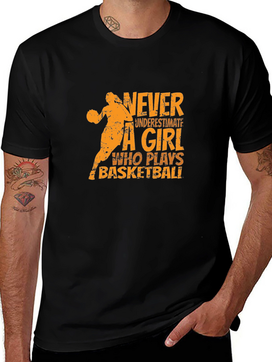 Basketball Girl Graphic T-Shirt - Black