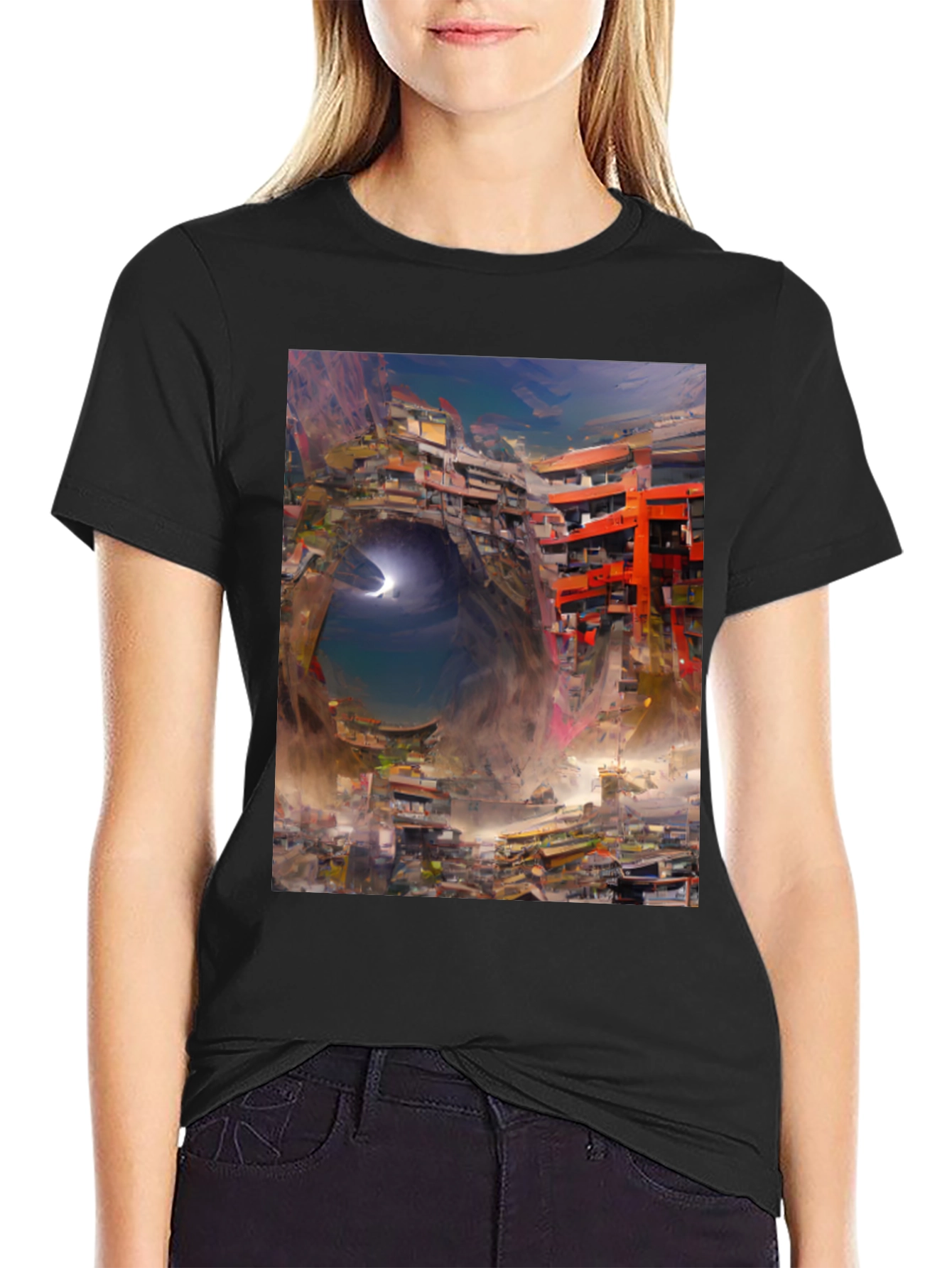 Surreal Cityscape Graphic Tee - Urban Fantasy Shirt