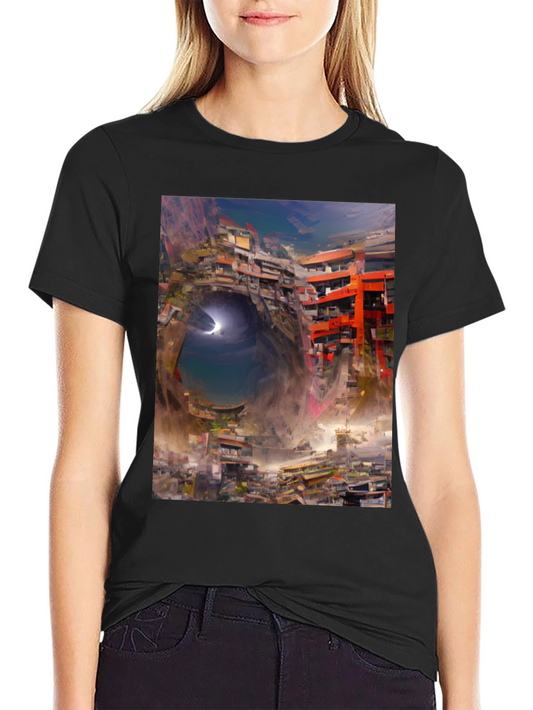 Surreal Cityscape Graphic Tee - Urban Fantasy Shirt